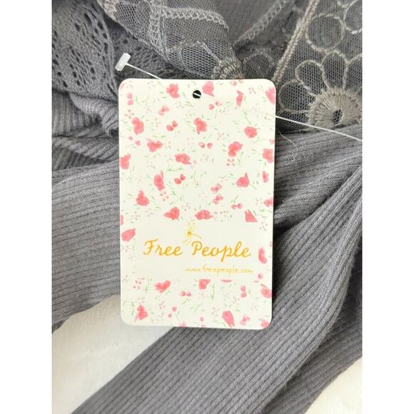 Free People Lola Large Black Lace Blouse Tunic V-Neck Boho Floral Open Loose - Picture 8 of 9